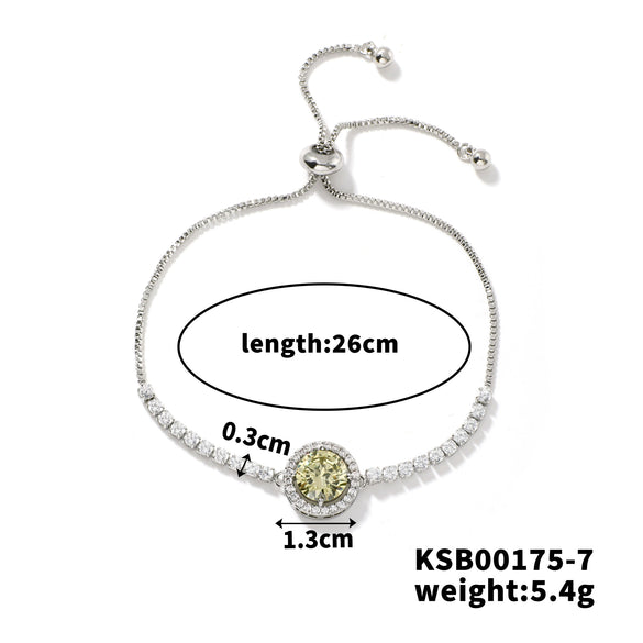 Women's Adjustable Geometric Bright Star Bracelet In Environmentally Friendly Copper With Colorful Zirconia Accents