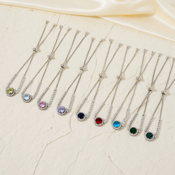 Women's Adjustable Geometric Bright Star Bracelet In Environmentally Friendly Copper With Colorful Zirconia Accents