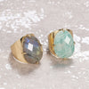 Women's Adjustable Natural Stone Ring Agate Gold Plated Geometric Style Jewelry