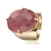 Women's Adjustable Natural Stone Ring Agate Gold Plated Geometric Style Jewelry