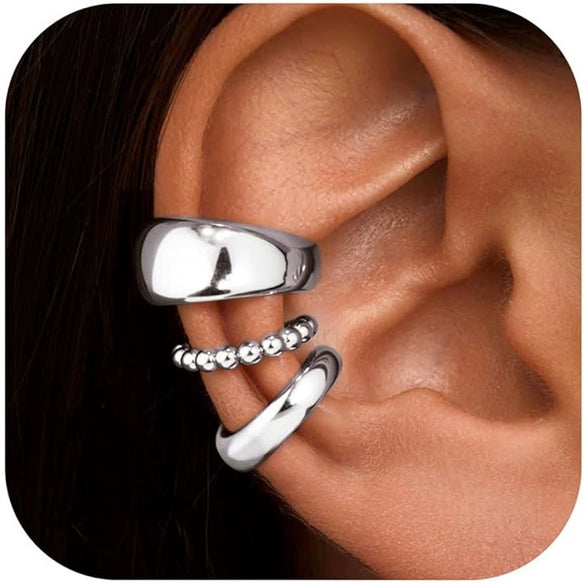 Women's Adjustable Non Pierced Geometric Ear Clip Earrings In Brass Plated With 18K Gold Electroplated Fashion Jewelry