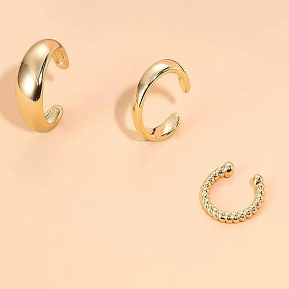 Women's Adjustable Non Pierced Geometric Ear Clip Earrings In Brass Plated With 18K Gold Electroplated Fashion Jewelry