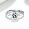 Women's Adjustable Open Geometric Moissanite Ring In Electroplated 925 Silver Fashion Proposal Wedding Anniversary Ring