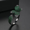 Women's Adjustable Open Ring With Four Leaf Clover Flower Design Electroplated Copper And Micro Inlaid Zircon Fashion Jewelry