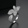 Women's Adjustable Open Ring With Four Leaf Clover Flower Design Electroplated Copper And Micro Inlaid Zircon Fashion Jewelry
