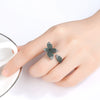 Women's Adjustable Open Ring With Four Leaf Clover Flower Design Electroplated Copper And Micro Inlaid Zircon Fashion Jewelry