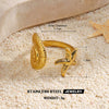 Women's Adjustable Open Stainless Steel Ring With 18K Gold Finish Hollow Starfish And Shell Design Minimalist Style