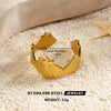 Women's Adjustable Open Stainless Steel Ring With 18K Gold Finish Hollow Starfish And Shell Design Minimalist Style