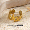 Women's Adjustable Open Stainless Steel Ring With 18K Gold Finish Hollow Starfish And Shell Design Minimalist Style