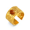 Women's Adjustable Open Stainless Steel Ring With Natural Stone Line Design And Electroplated Geometric Style