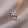 Women's Adjustable Opening Rotating Ring Copper Flower Design Electroplated Light Luxury Accessories