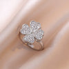 Women's Adjustable Opening Rotating Ring Copper Flower Design Electroplated Light Luxury Accessories