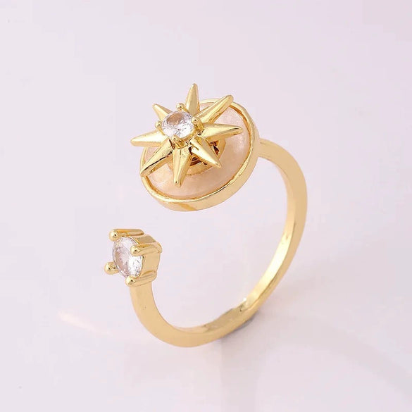 Women's Adjustable Opening Rotating Ring Copper Flower Design Electroplated Light Luxury Accessories