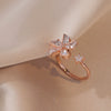 Women's Adjustable Opening Rotating Ring Copper Flower Design Electroplated Light Luxury Accessories