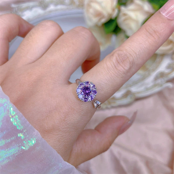 Women's Adjustable Opening Rotating Ring Copper Flower Design Electroplated Light Luxury Accessories