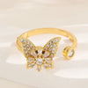 Women's Adjustable Opening Rotating Ring Copper Flower Design Electroplated Light Luxury Accessories