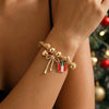 Women's Adjustable Red Rope Handwoven Bracelet With Alloy Star And Christmas Tree Charms Simple Christmas Style