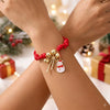 Women's Adjustable Red Rope Handwoven Bracelet With Alloy Star And Christmas Tree Charms Simple Christmas Style