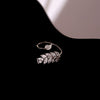Women's Adjustable Silver Leaf Ring With Electroplated Finish Simple Botanical Fashion Jewelry