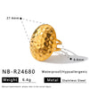 Women's Adjustable Stainless Steel Geometric Ring With Retro Minimalist Style And 18K Vacuum Electroplated Finish