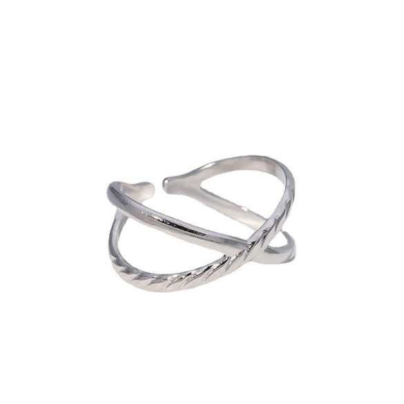 Women's Adjustable Stainless Steel Opening Ring Geometric Minimalist Style Electroplated