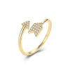 Women's Adjustable Sterling Silver Love Arrow Ring With Minimalist Geometric Design And Diamond Detail