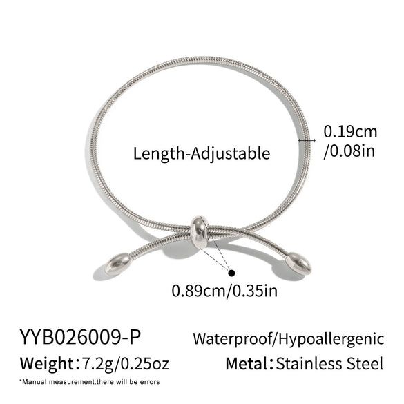 Women's Adjustable Stretch Bracelet Geometric Stainless Steel Jewelry With Gold Plated Finish Simple Versatile Wholesale Accessory