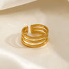 Women's Adjustable Threelayer Line Geometric Stainless Steel Finger Ring With Electroplating