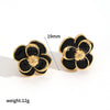 Women's All Match Elegant Drop Oil Flower Stainless Steel Earrings