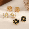 Women's All Match Elegant Drop Oil Flower Stainless Steel Earrings