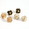 Women's All Match Elegant Drop Oil Flower Stainless Steel Earrings