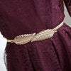 Women's All Match Metal Elastic Waist Belt With Alloy Leaf Buckle Electroplated Dress Accessory