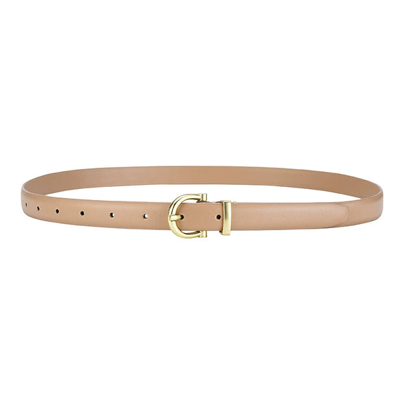 Women's All Match Simple Light Luxury Genuine Leather Belt With Hand Stitching Semicircle Buckle And Embossing