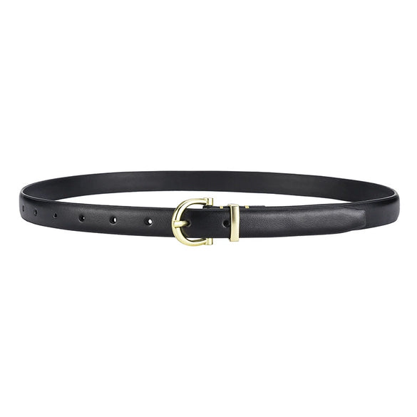 Women's All Match Simple Light Luxury Genuine Leather Belt With Hand Stitching Semicircle Buckle And Embossing