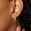 Women's All Match Titanium Steel Geometric C Shaped Earrings 18K Gold Plated With Greenwhite Diamond