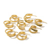 Women's All Match Titanium Steel Geometric C Shaped Earrings 18K Gold Plated With Greenwhite Diamond