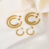 Women's All Match Twist Earrings In Stainless Steel With Geometric Design And Pvdp Furnace Real Gold Treatment
