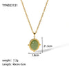 Women's All Match Vintage Inlaid Natural Stone Titanium Steel Necklace With Pvdp Furnace Real Gold Treatment Geometric Design