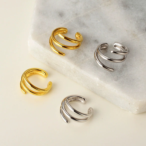 Women's Allmatch Distinctive Geometric Round Line Ear Clip Made Of S925 Sterling Silver With Electroplating Design