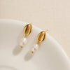 Women's Allmatch Geometric Pearl Earrings With Electroplating And 18K Gold Color