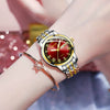 Women's Alloy And Ceramic Watch With Spiral Crown Round Dial Luminous Waterproof Leisure Style
