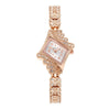 Women's Alloy And Imitation Leather Bracelet Fashion Quartz Watch With Round Dial And Rhinestones