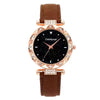 Women's Alloy And Imitation Leather Casual Round Dial Starry Sky Watch With Titanium Buckle And Spiral Crown