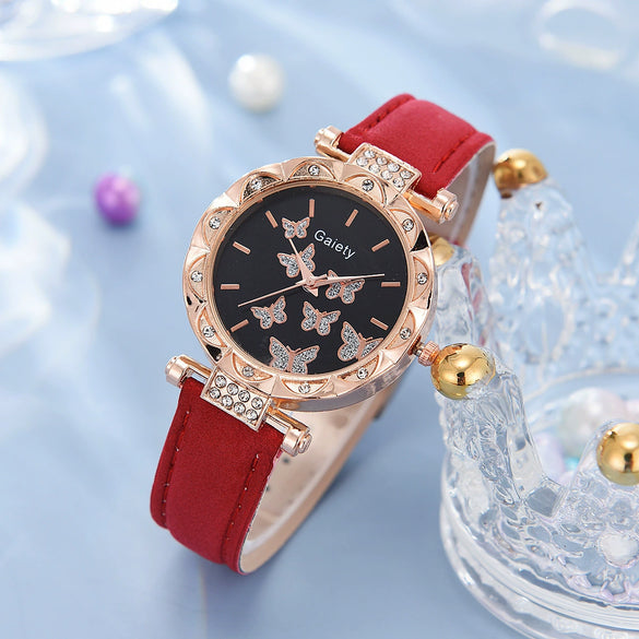 Women's Alloy And Imitation Leather Fashion Simple Round Dial Watch With Spiral Crown And Pin Buckle