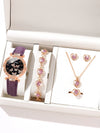 Women's Alloy And Imitation Leather Fashion Simple Round Dial Watch With Spiral Crown And Pin Buckle