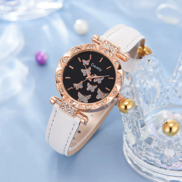 Women's Alloy And Imitation Leather Fashion Simple Round Dial Watch With Spiral Crown And Pin Buckle