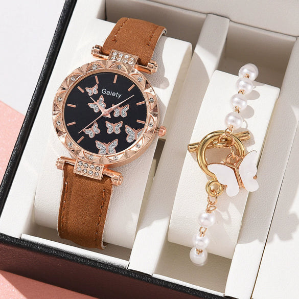 Women's Alloy And Imitation Leather Fashion Simple Round Dial Watch With Spiral Crown And Pin Buckle