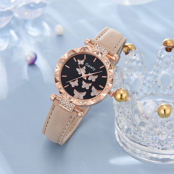 Women's Alloy And Imitation Leather Fashion Simple Round Dial Watch With Spiral Crown And Pin Buckle