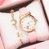 Women's Alloy And Imitation Leather Fresh Cute Cat Quartz Watch With Round Dial And Titanium Buckle