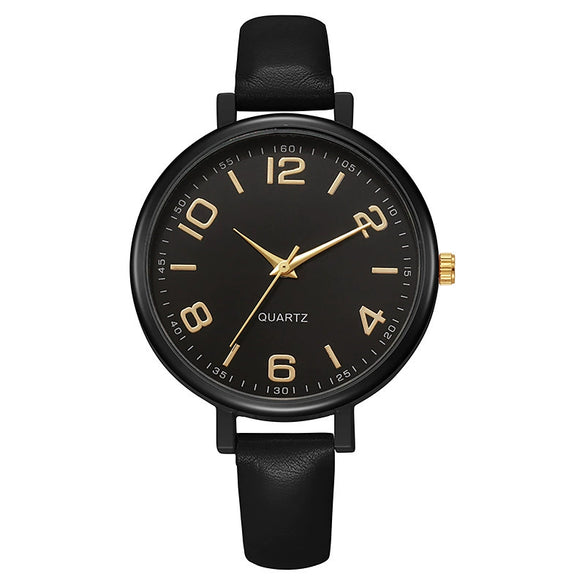 Women's Alloy And Imitation Leather Quartz Belt Watch Round Dial Pin Buckle Retro Casual Style
